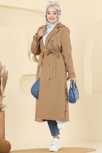 moda selvim Trenchcoat 2515MSA980 Camel - Thumbnail