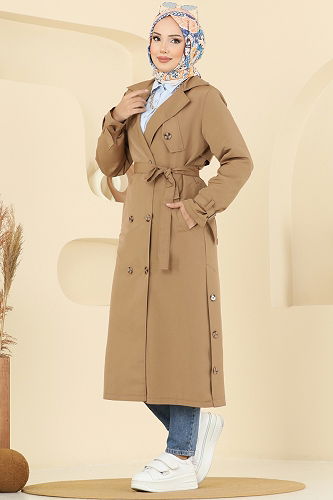 moda selvim Trenchcoat 2515MSA980 Camel - Thumbnail
