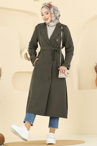 moda selvim Trenchcoat 2515MSA980 Khaki - Thumbnail