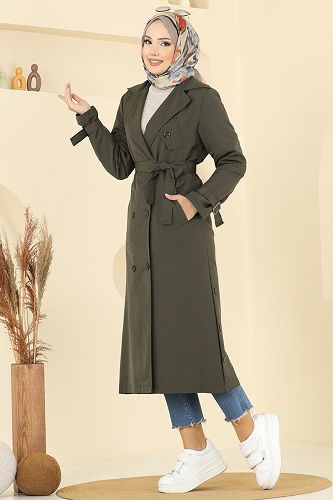 moda selvim Trenchcoat 2515MSA980 Khaki - Thumbnail