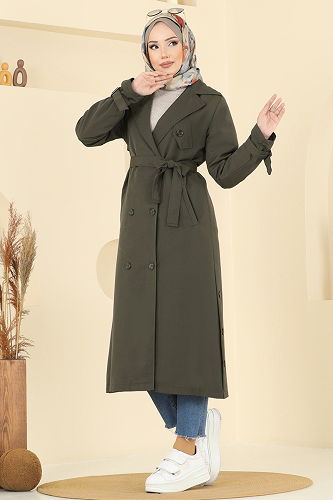 moda selvim Trenchcoat 2515MSA980 Khaki - Thumbnail
