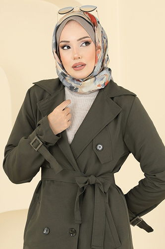 moda selvim Trenchcoat 2515MSA980 Khaki - Thumbnail