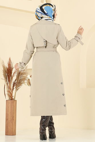 moda selvim Trenchcoat 2515MSA980 Stone - Thumbnail