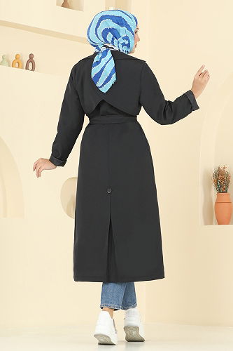 moda selvim Trenchcoat 2516MSA980 Black - Thumbnail