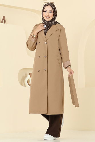 moda selvim Trenchcoat 2516MSA980 Camel - Thumbnail
