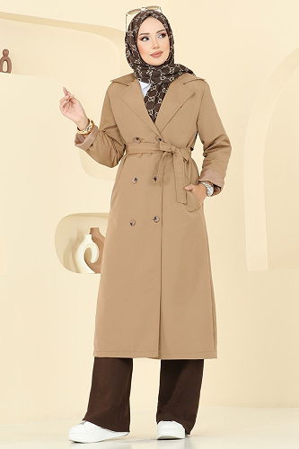 moda selvim Trenchcoat 2516MSA980 Camel - Thumbnail