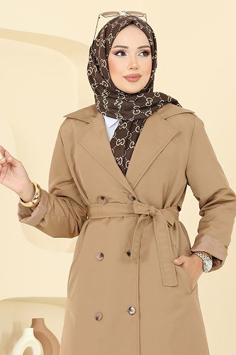 moda selvim Trenchcoat 2516MSA980 Camel - Thumbnail