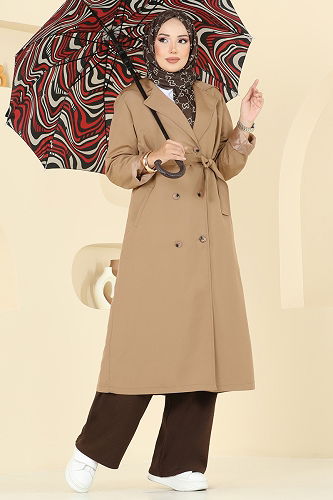 moda selvim Trenchcoat 2516MSA980 Camel - Thumbnail
