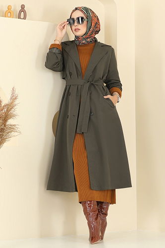 moda selvim Trenchcoat 2516MSA980 Khaki - Thumbnail