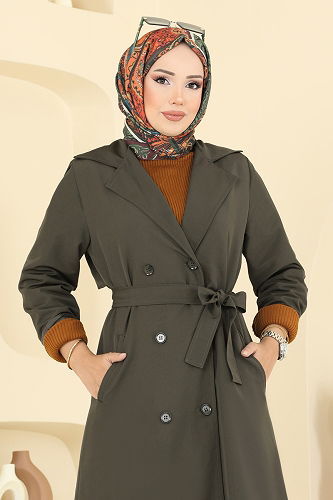 moda selvim Trenchcoat 2516MSA980 Khaki - Thumbnail