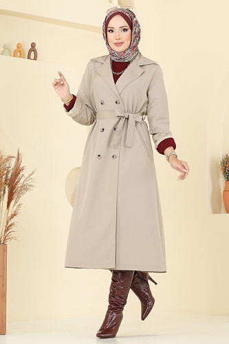 moda selvim Trenchcoat 2516MSA980 Stone - Thumbnail