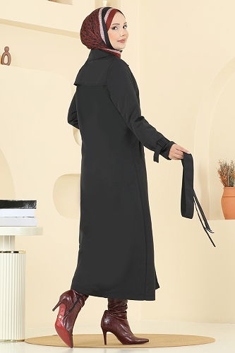 moda selvim Trenchcoat 2517MSA980 Black - Thumbnail