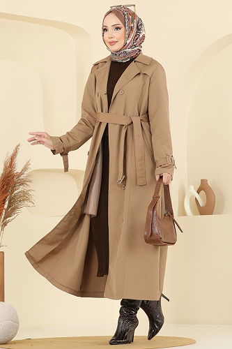 moda selvim Trenchcoat 2517MSA980 Camel - Thumbnail