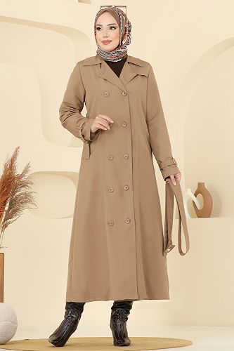 moda selvim Trenchcoat 2517MSA980 Camel - Thumbnail