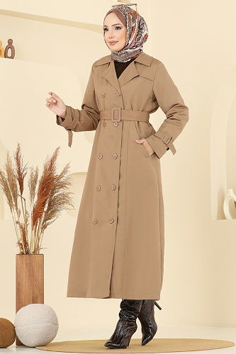 moda selvim Trenchcoat 2517MSA980 Camel - Thumbnail