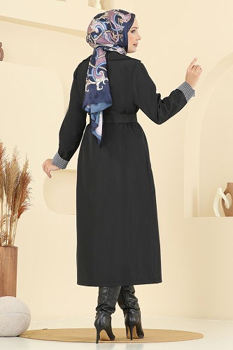 moda selvim Trenchcoat 2518MSA980 Black - Thumbnail
