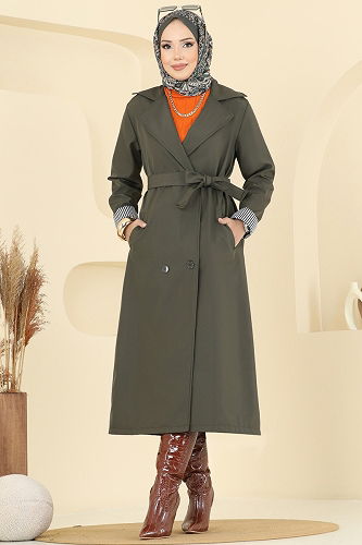 moda selvim Trenchcoat 2518MSA980 Khaki - Thumbnail