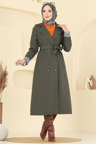 moda selvim Trenchcoat 2518MSA980 Khaki - Thumbnail