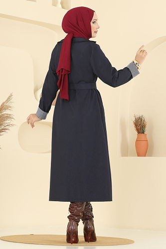 moda selvim Trenchcoat 2518MSA980 Navy Blue - Thumbnail