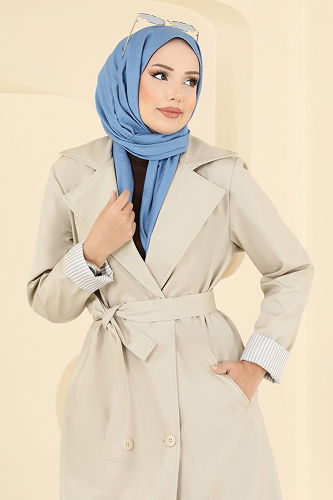 moda selvim Trenchcoat 2518MSA980 Stone - Thumbnail