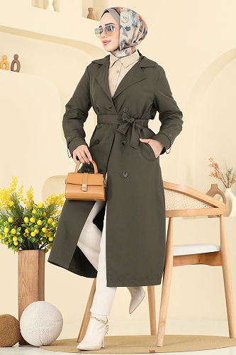 moda selvim ترانشكوت اخضر عفني 2519MSA980 - Thumbnail