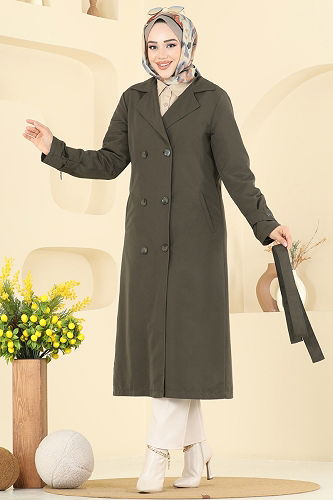 moda selvim ترانشكوت اخضر عفني 2519MSA980 - Thumbnail