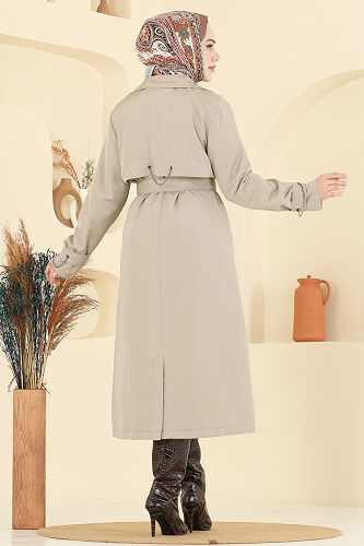 moda selvim Trenchcoat 2519MSA980 Stone - Thumbnail