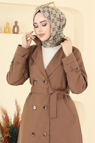 moda selvim ترانشكوت عسلي 2519MSA980 - Thumbnail