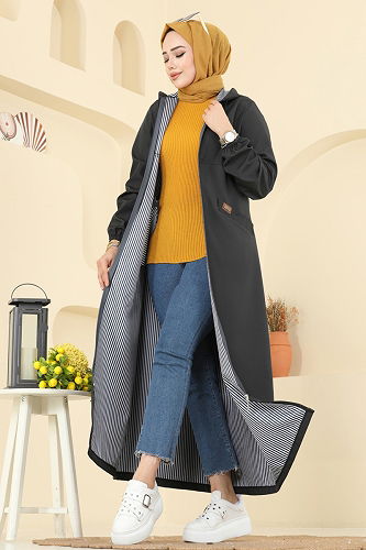 moda selvim ترانشكوت رمادي غامق 2521MSA980 - Thumbnail