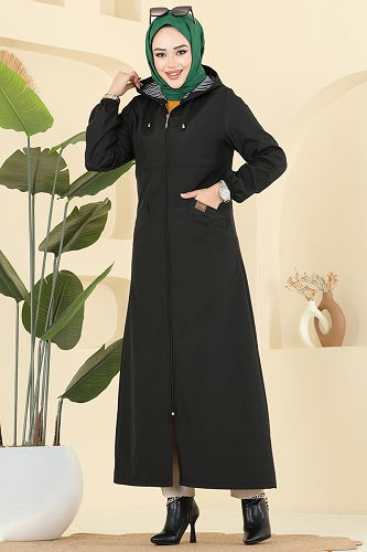 moda selvim Trenchcoat 2521MSA980 Black - Thumbnail