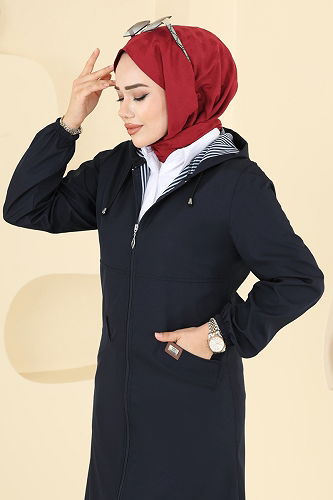 moda selvim Trenchcoat 2521MSA980 Navy Blue - Thumbnail