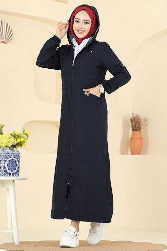 moda selvim Trenchcoat 2521MSA980 Navy Blue - Thumbnail