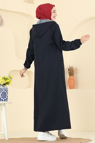 moda selvim Trenchcoat 2521MSA980 Navy Blue - Thumbnail