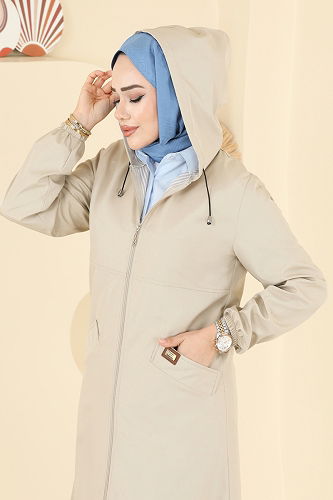 moda selvim Trenchcoat 2521MSA980 Stone - Thumbnail