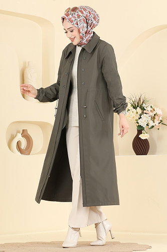 moda selvim Trenchcoat 2627MSA980 Khaki - Thumbnail