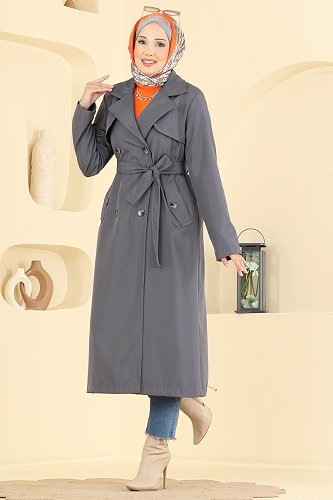 moda selvim ترانشكوت رمادي غامق 2633MSA980 - Thumbnail