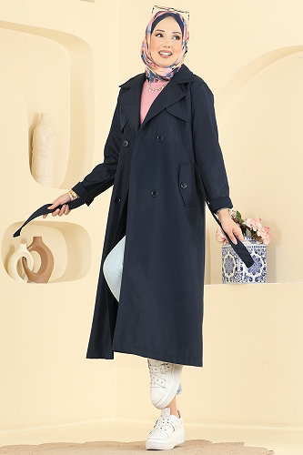 moda selvim ترانشكوت كحلي 2633MSA980 - Thumbnail
