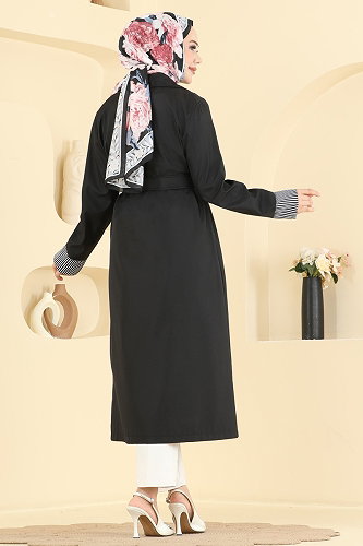 moda selvim Trenchcoat 2638MSA980 Black - Thumbnail