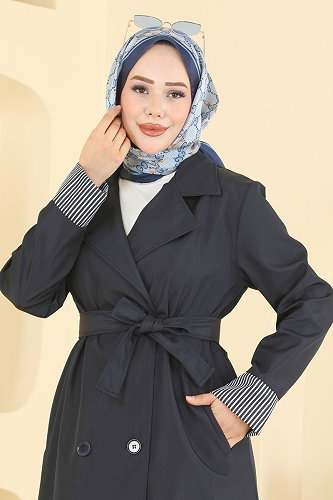 moda selvim ترانشكوت كحلي 2638MSA980 - Thumbnail