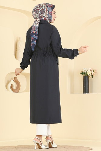 moda selvim Trenchcoat 2639MSA980 Navy Blue - Thumbnail