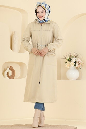 moda selvim Trenchcoat 2639MSA980 Stone - Thumbnail