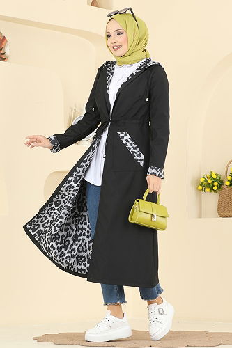 moda selvim ترانشكوت أسود 2659ASMK1074 - Thumbnail