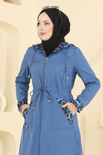 moda selvim Trenchcoat 2659ASMK1074 Indigo - Thumbnail