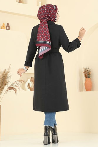 moda selvim Trenchcoat 2718SL432 Black - Thumbnail