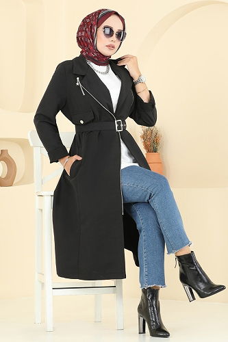 moda selvim ترانشكوت أسود 2718SL432 - Thumbnail