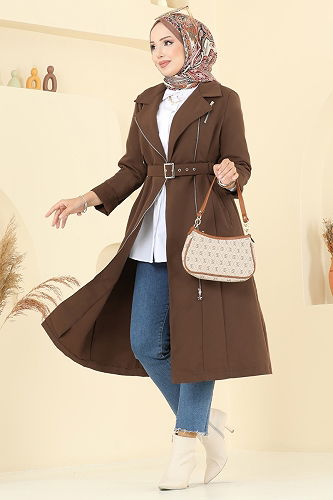moda selvim Trenchcoat 2718SL432 Brown - Thumbnail