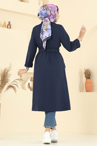 moda selvim Trenchcoat 2718SL432 Navy Blue - Thumbnail