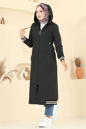 moda selvim Trenchcoat 2722SL432 Black - Thumbnail