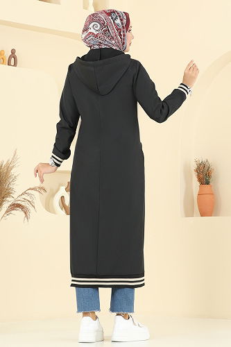 moda selvim Trenchcoat 2722SL432 Black - Thumbnail