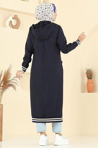 moda selvim Trenchcoat 2722SL432 Navy Blue - Thumbnail